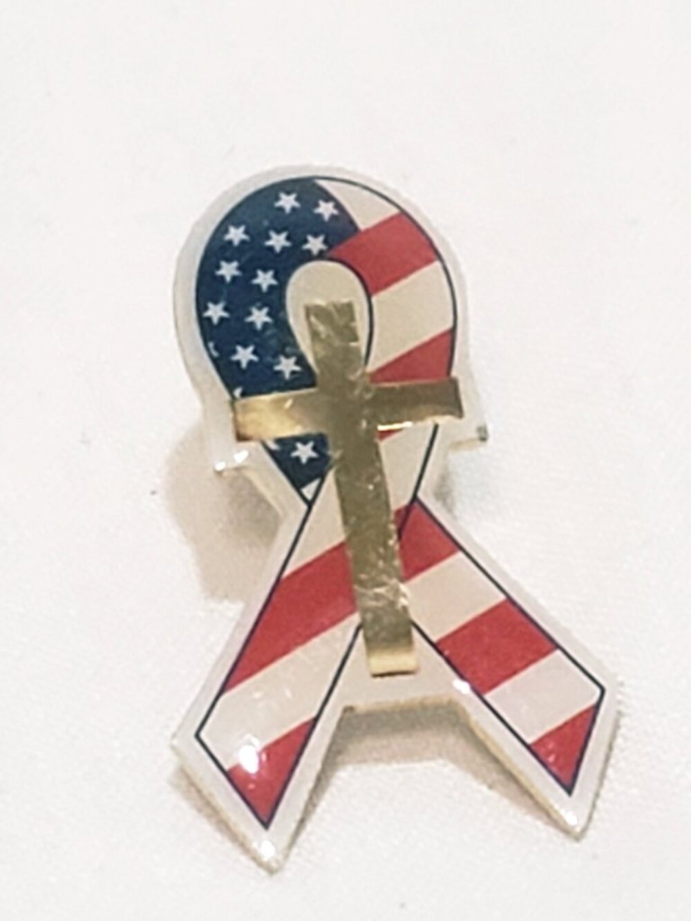 Cross American Flag 1" Lapel Hat Pin Christian Patriotic